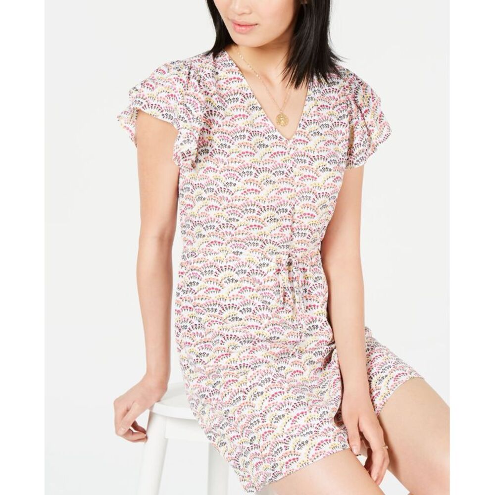 Maison Jules Printed Flutter-Sleeve Dress